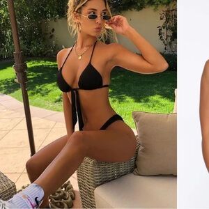 Fashion Nova Black Tie-Front Bikini